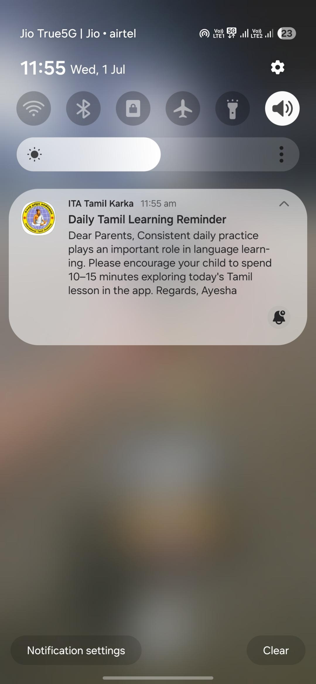 Push notification on phone lock screen